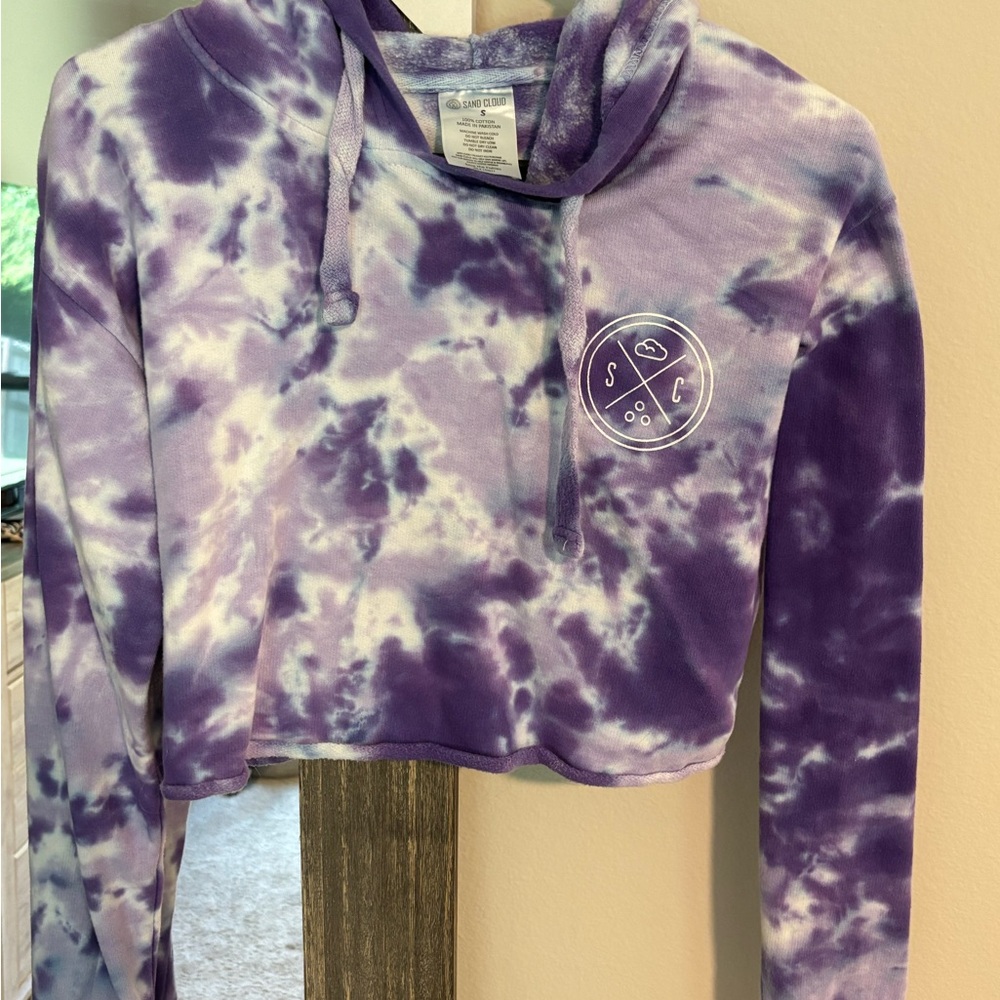 Purple Tie-Dye Cropped Hoodie